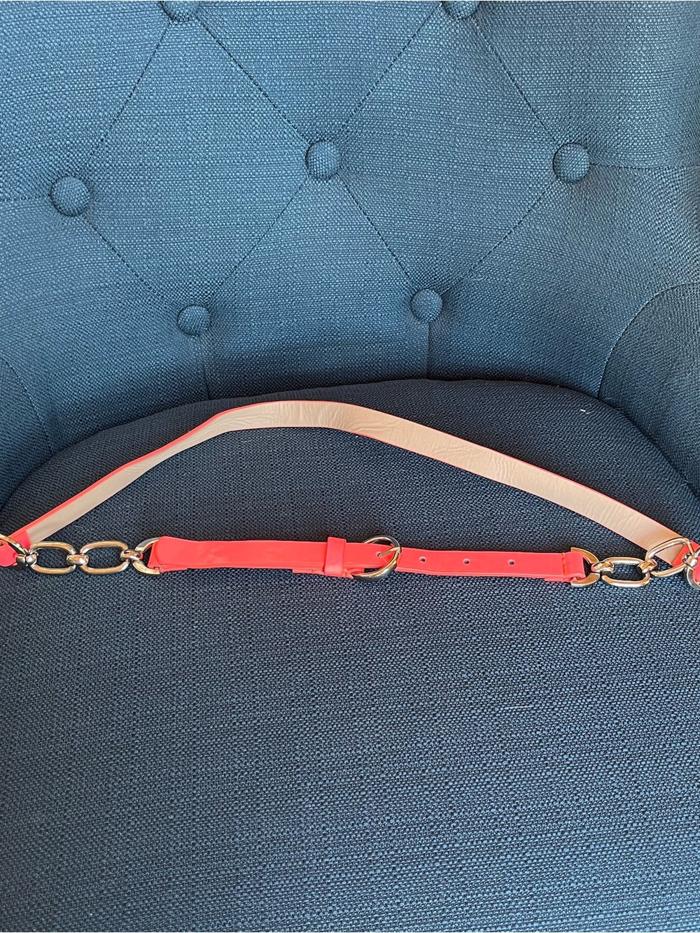 Charlotte Russe Pink and Cream Adjustable Chain-Accent Belt